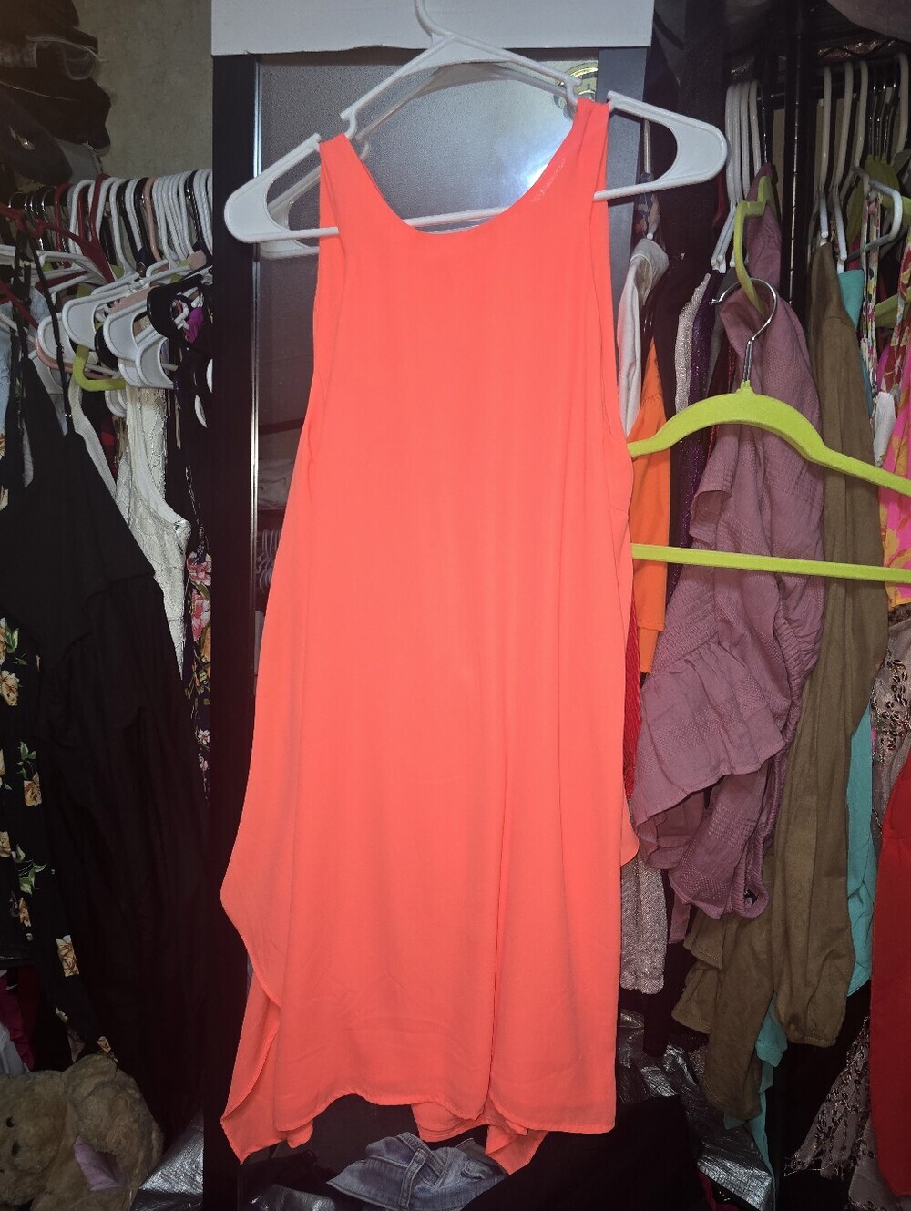 NWOT SUGAR LIPS NEON CORAL OPEN BACK DRESS
